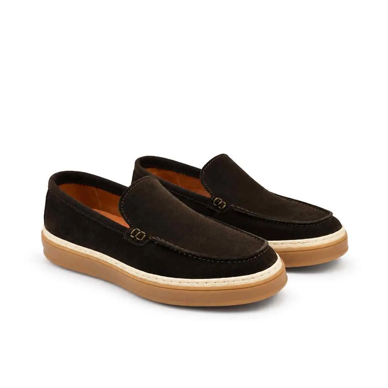 Mocassin pour homme 011 Maron daim  miniature